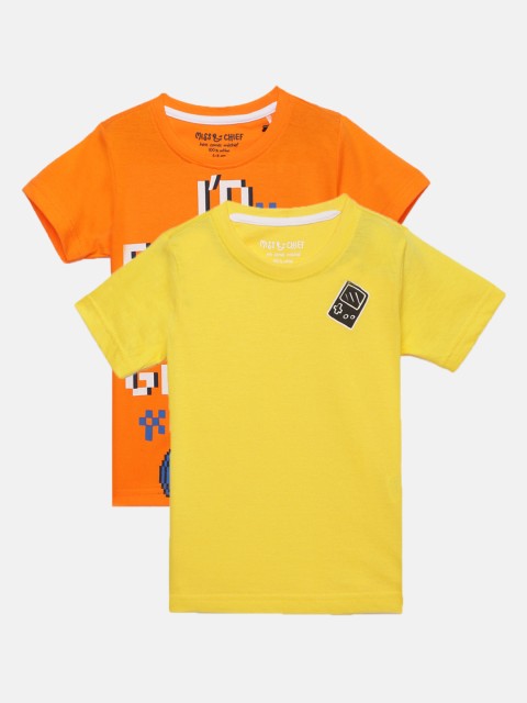 

Miss & Chief Boys Pack of 2 Round Neck T-shirts, Yellow