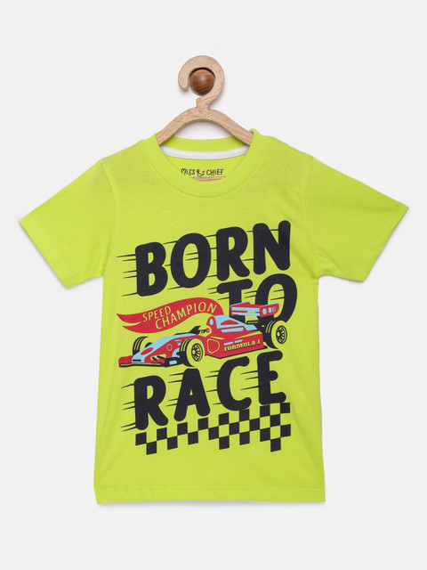 

Miss & Chief Boys Green Printed Round Neck T-shirt