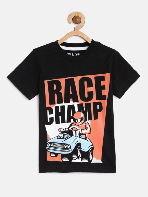

Miss & Chief Boys Black Printed Round Neck T-shirt