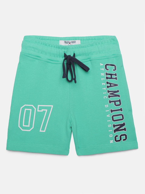

Miss & Chief Boys Green Printed Regular Fit Regular Shorts