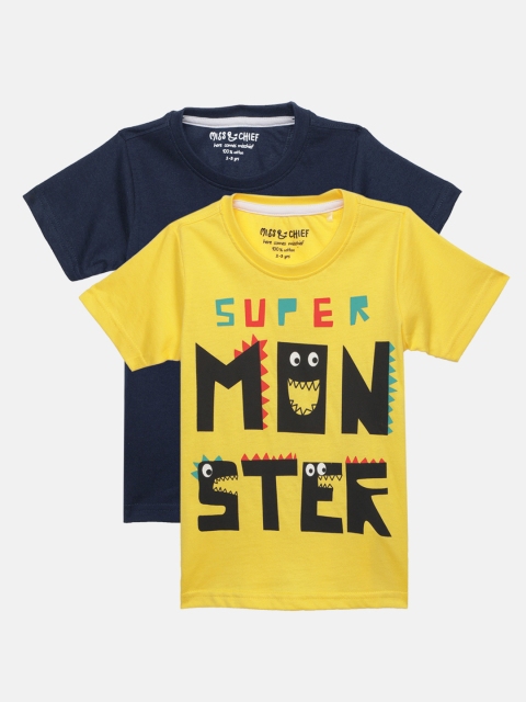 

Miss & Chief Boys Pack of 2 Round Neck T-shirts, Yellow