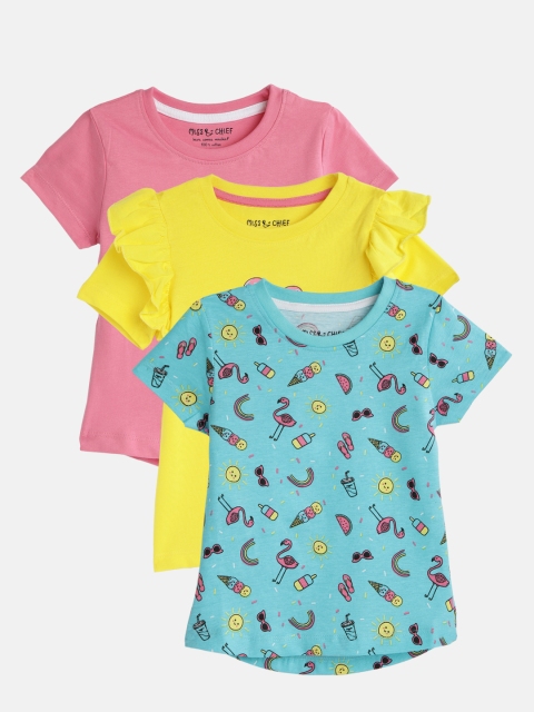 

Miss & Chief Girls Pack of 3 Printed Tops, Blue