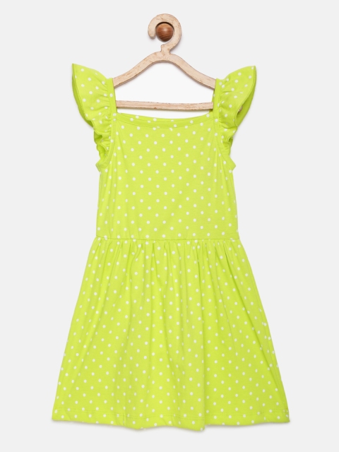 

Miss & Chief Girls Green Printed Fit and Flare Dress
