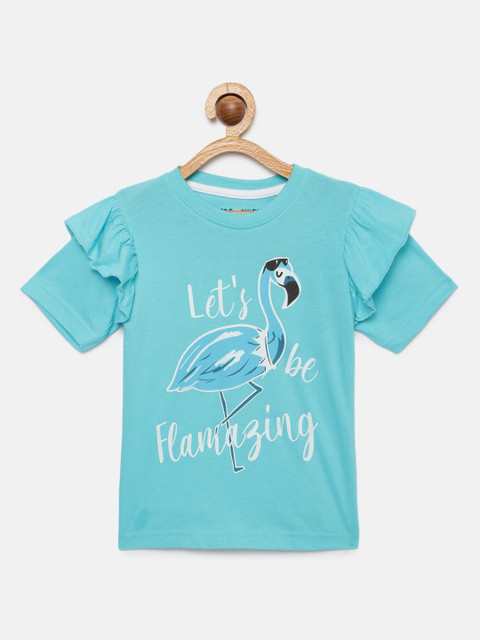 

Miss & Chief Girls Blue Printed Round Neck T-shirt