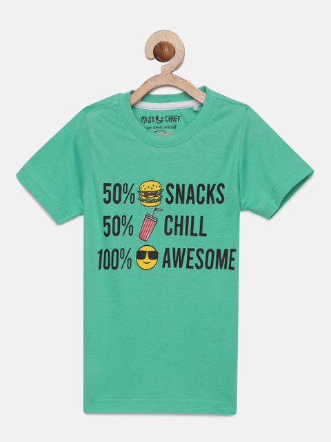 

Miss & Chief Boys Green Printed Round Neck T-shirt
