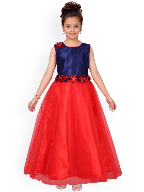 

Aarika Girls Red Colourblocked Maxi Dress