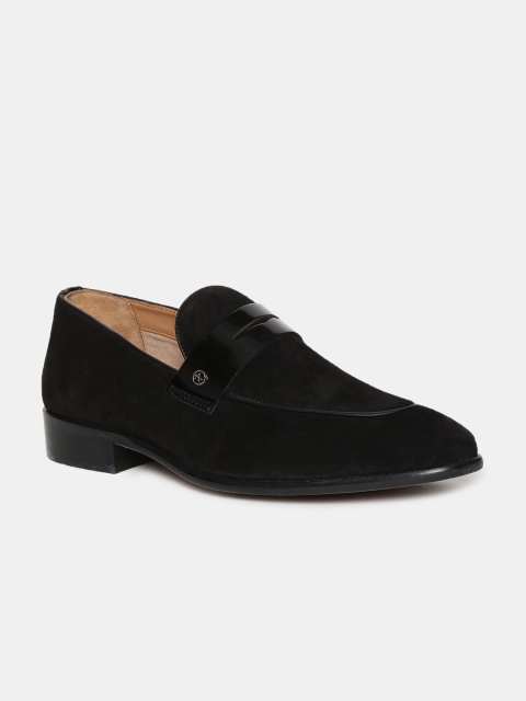 

Arrow Men Black Solid Penny Strap Leather Formal Slip-Ons