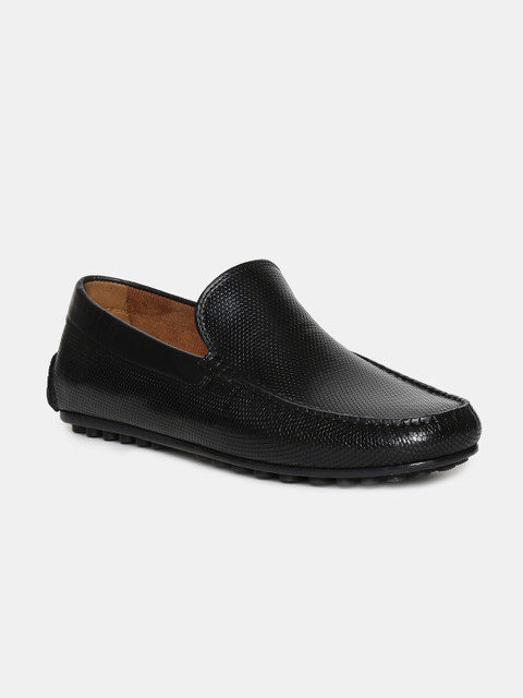 

Arrow Men Black Textured Leather Formal Loafers