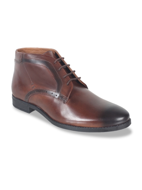 

Aditi Wasan Men Brown Colourblocked Leather Mid-Top Derbys