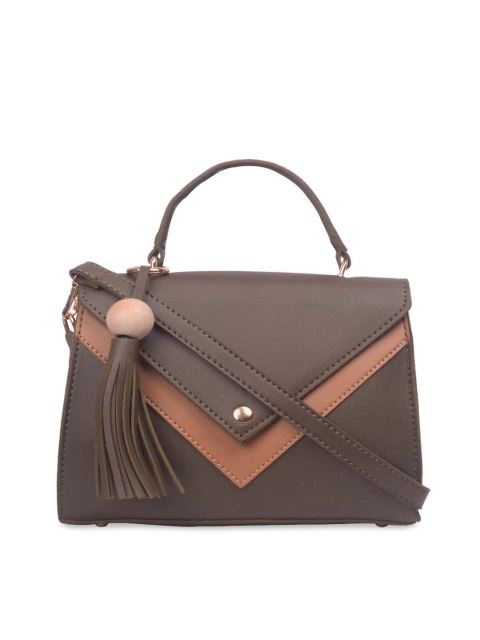 

Bagkok Olive Brown Colourblocked Handheld Bag