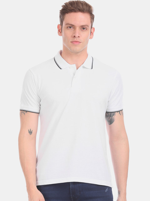 

Ruggers Men White Solid Polo Collar T-shirt