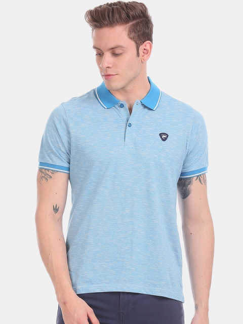 

Ruggers Men Blue Solid Polo Collar T-shirt