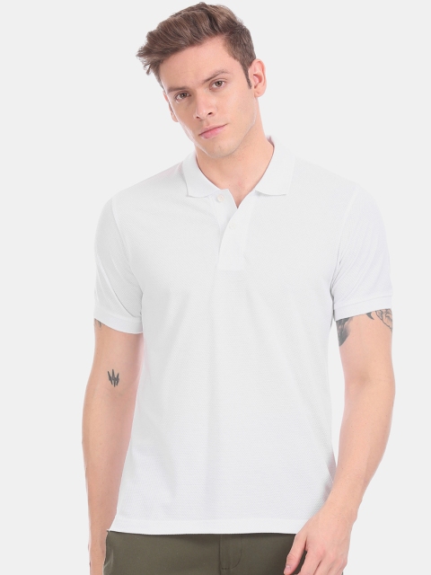 

Ruggers Men White Self Design Polo Collar T-shirt