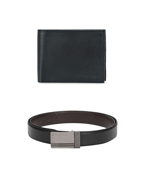 

Calvadoss Men Black & Brown Premium Belt and Wallet Accessory Gift Set