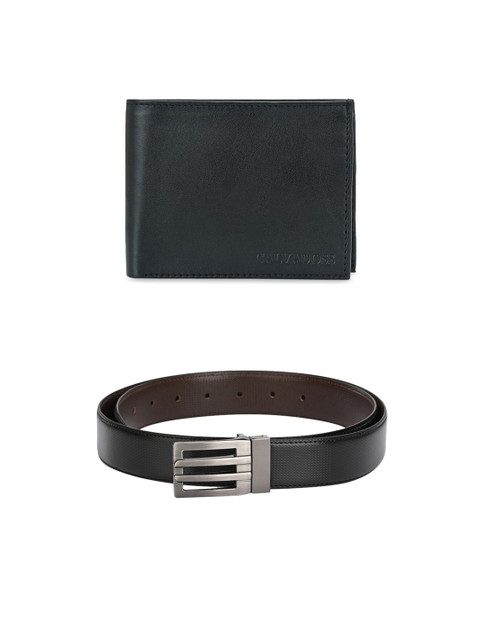 

Calvadoss Men Black & Brown Premium Belt and Wallet Accessory Gift Set