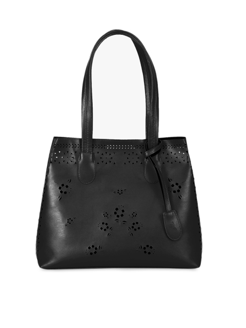 

yelloe Black Solid Handheld Leather Bag