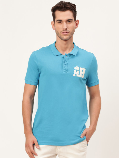 

Mast & Harbour Men Blue Solid Polo Collar T-shirt