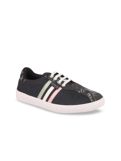 

FAUSTO Women Charcoal Grey Striped Sneakers