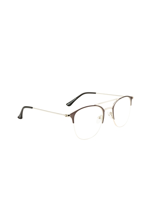 

Ted Smith Unisex Brown & Gold-Toned Solid Half Rim Aviator Frames