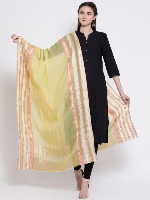 

SHINGORA Yellow & Orange Striped Antimicrobial Sustainable Dupatta