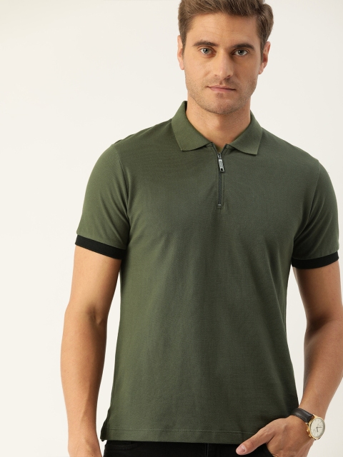 

INVICTUS Men Olive Green Solid Polo Collar T-shirt