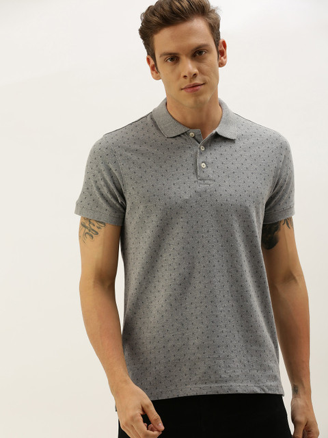 

INVICTUS Men Grey Self Design Polo Collar T-shirt
