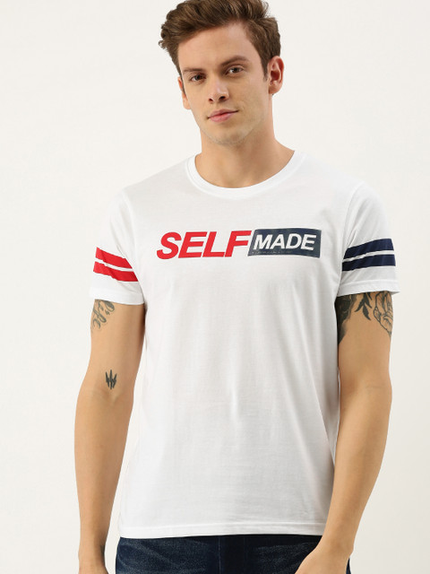 

Moda Rapido Men White & Red Printed Round Neck T-shirt