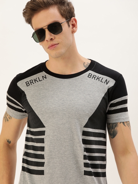 

Moda Rapido Men Grey & Black Colourblocked Round Neck T-shirt