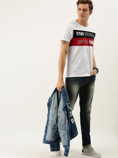 

Moda Rapido Men White Printed Round Neck T-shirt
