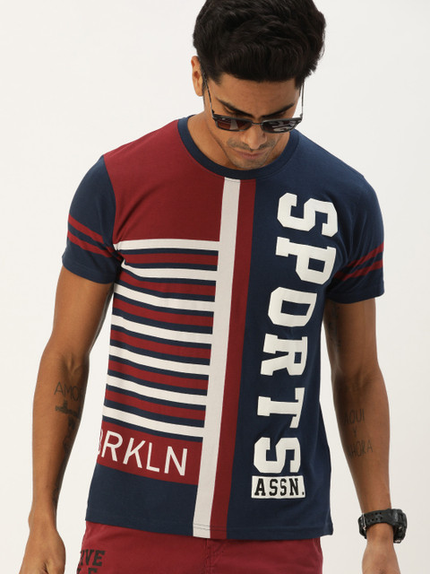 

Moda Rapido Men Navy Blue Printed Round Neck T-shirt