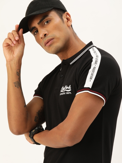 

Moda Rapido Men Black Solid Polo Collar T-shirt