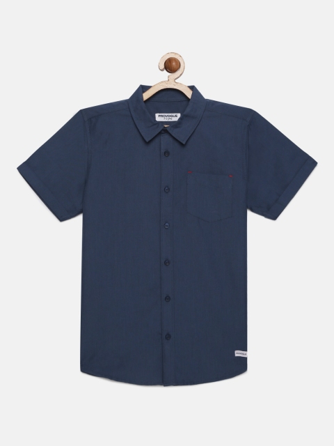 

Provogue Boys Navy Blue Regular Fit Solid Casual Shirt