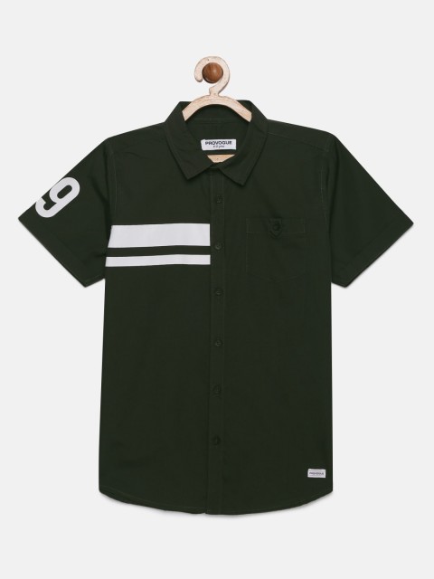

Provogue Boys Green Regular Fit Printed Casual Shirt