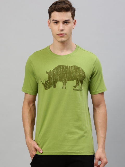 

Wildcraft Men Green Printed Round Neck Pure Cotton T-shirt