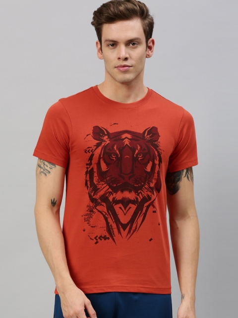 

Wildcraft Men Orange & Brown Printed Round Neck T-shirt