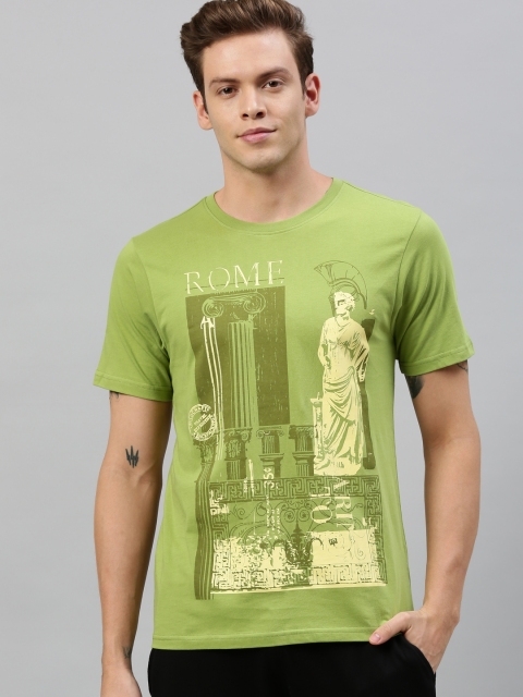 

Wildcraft Men Lime Green Printed Round Neck Pure Cotton T-shirt