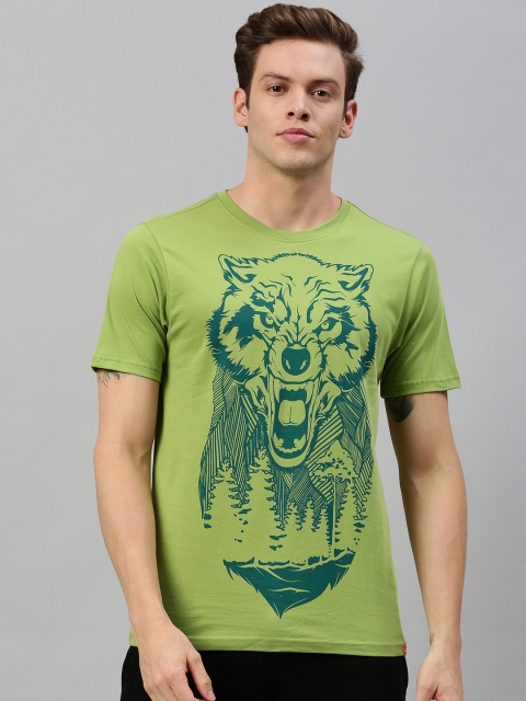 

Wildcraft Men Green Printed Round Neck Pure Cotton T-shirt
