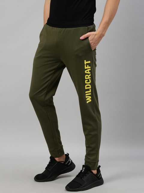 

Wildcraft Men Olive Green Solid Slim Fit Joggers With Print Detail