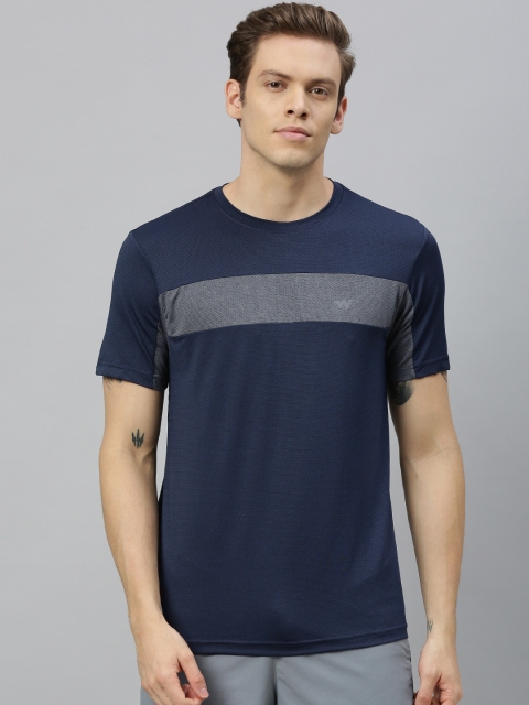 

Wildcraft Men Navy Blue & Grey Colourblocked Round Neck T-shirt