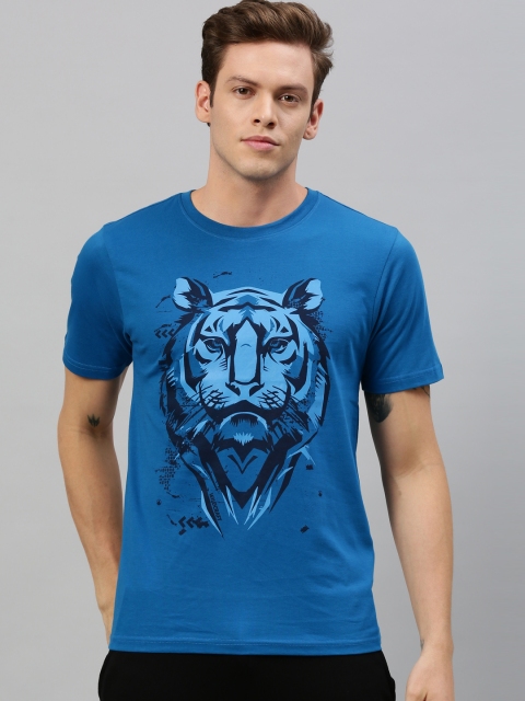 

Wildcraft Men Blue Printed Round Neck T-shirt