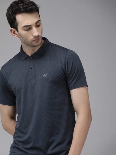 

Wildcraft Men Solid Navy Blue Brand Logo Polo Collar Slim Fit T-shirt