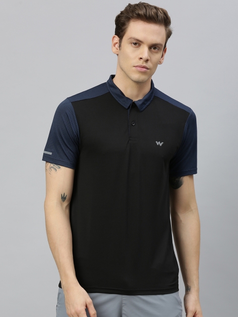 

Wildcraft Men Black Solid Polo Collar T-shirt With Contrast Sleeves