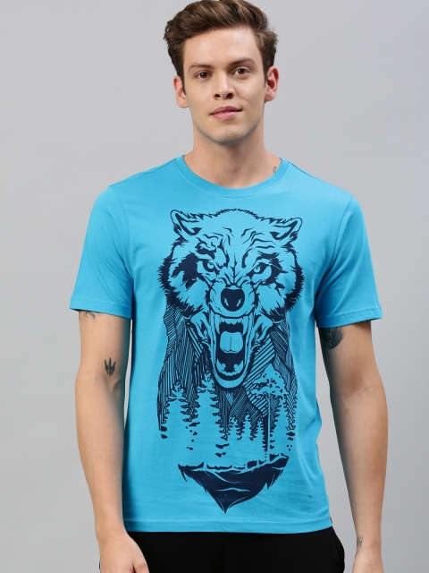 

Wildcraft Men Blue Printed Round Neck Pure Cotton T-shirt