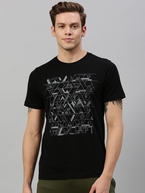 

Wildcraft Men Black Printed Round Neck Pure Cotton T-shirt
