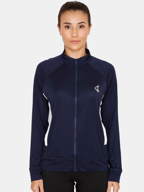 

Zelocity Women Navy Blue & White Colourblocked Sporty Jacket