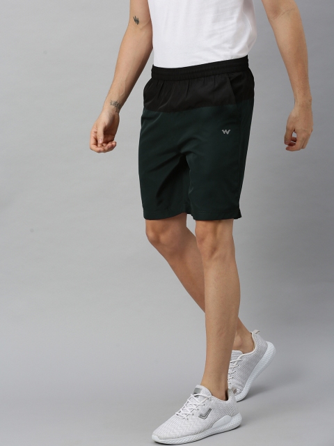 

Wildcraft Men Teal Green & Black Colourblocked Regular Fit Sports Active Shorts