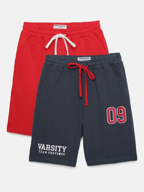

Provogue Boys Pack Of 2 Printed Regular Shorts, Navy blue