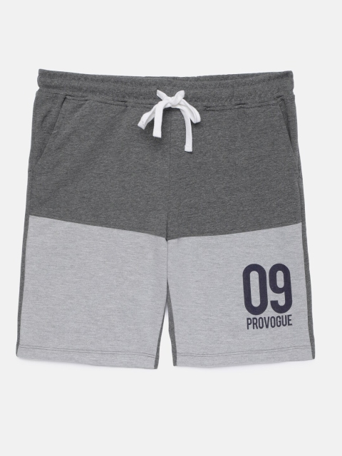 

Provogue Boys Grey Melange Colourblocked Regular Fit Shorts