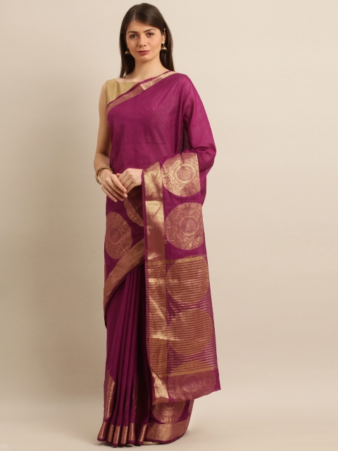 

Mitera Magenta Pink & Gold-Toned Art Silk Woven Design Kanjeevaram Saree