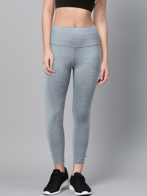 

Nike Women Blue Ruched Solid High-Rise Cropped Dri-Fit Yoga Tights